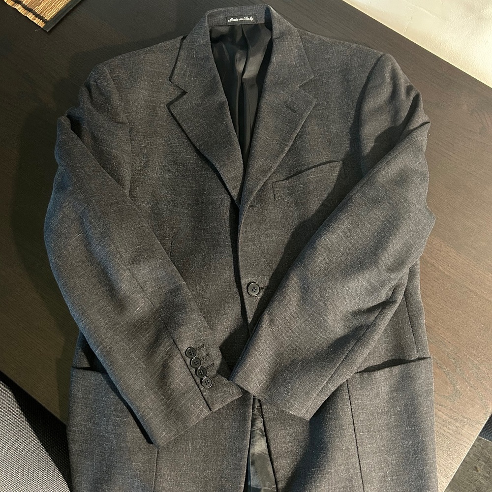Pal Zileri Men's Gray Wool Sport Jacket with Patch Pockets